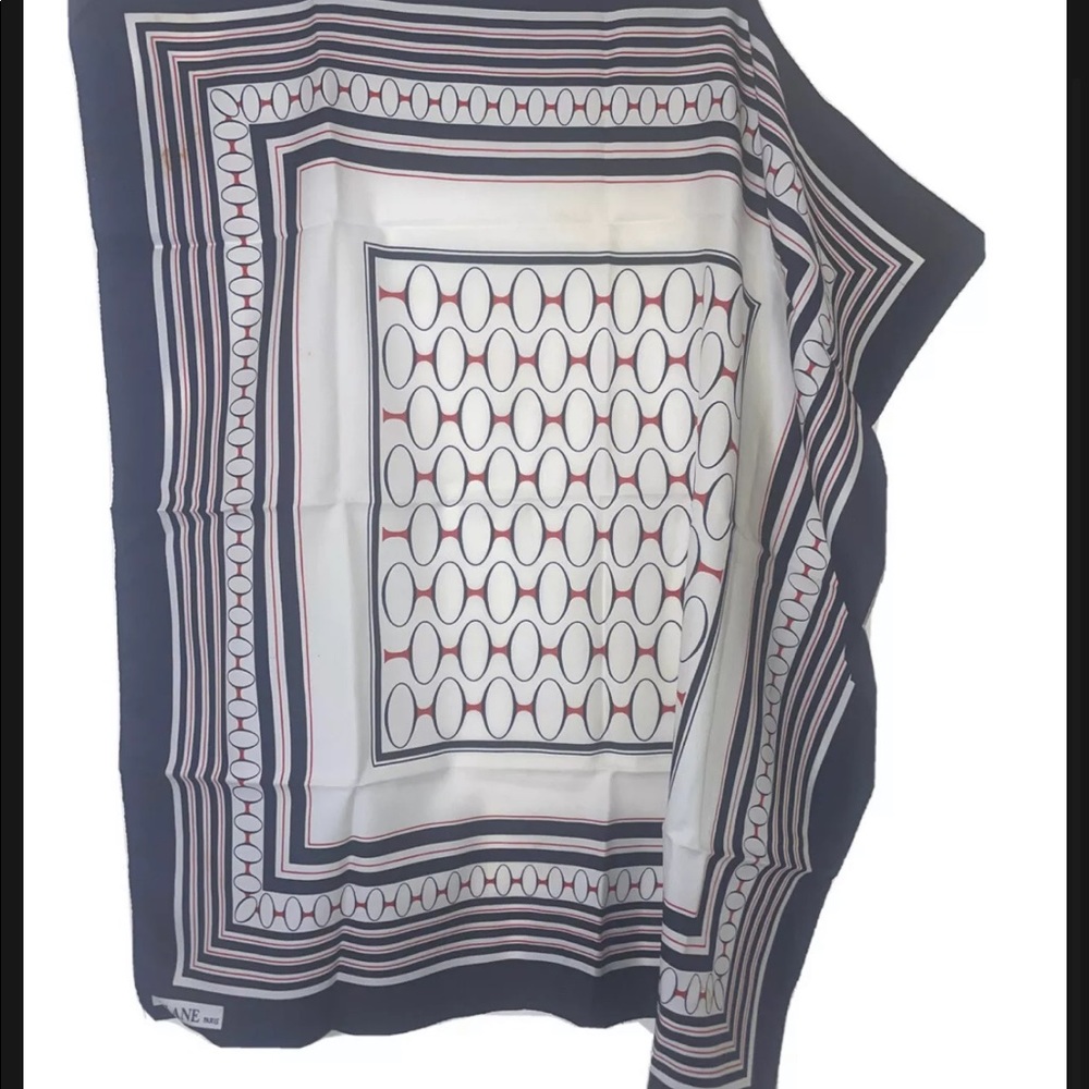 Vintage Navy Scarf Orlando Paris Pattern 26x26.